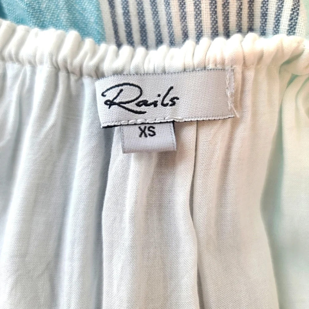 RAILS Adora Highland Stripe Tiered Coastal Beachy Pastel Midi Dress - Picture 5 of 11